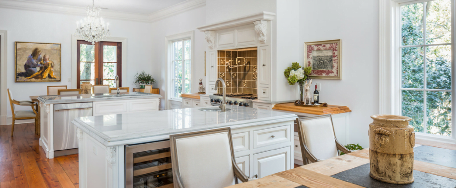 Kitchen and dining area in a luxury Kiawah home