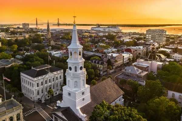 Charleston Fall Skyline Churches