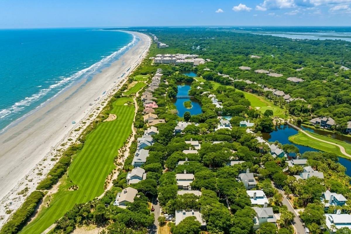 Aerial of Atlantic Beach and Turtle Beach Kiawah Island